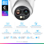 Amcrest UltraHD 4MP Hybrid Thermal Camera, AI Outdoor Security Turret PoE IP Camera, 98ft Nightvision, IVS, Fire Detection, Smoking Detection, Hot Trace, Built-in Mic, 4MP @25fps TC-1241EW-AI