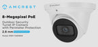 Amcrest Reburbished 4K Outdoor Security IP Turret PoE Camera IP67 REP-IP8M-T2599EW